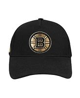 Pro Standard Men's Black Boston Bruins Metallic Logo Pinch Front Adjustable Hat