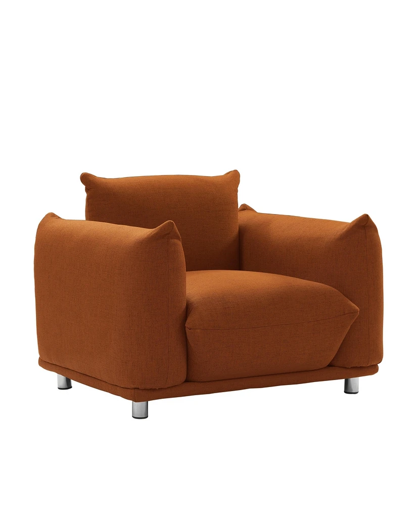 Accent Chair Cotton Linen Single Sofa 42-inch W Accent Chair for Bedroom Living room Apartment, Rust Red