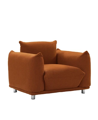 Accent Chair Cotton Linen Single Sofa 42-inch W Accent Chair for Bedroom Living room Apartment, Rust Red
