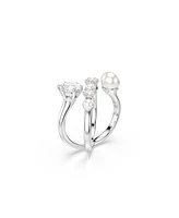 Swarovski Crystal Cultivated Pearl Round Cut Statement Ring