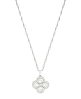 Adornia Silver Adjustable Cultivated Pearl-Studded Clover Necklace