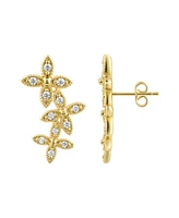 Adornia Gold Curved Flowers Earrings