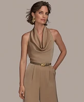 Donna Karan New York Women's Cowl-Neck Satin Jumpsuit