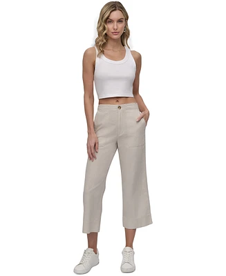 Dkny Jeans Women's Cropped Wide-Leg Linen Pants