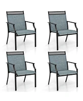 Gymax Patio Dining Chairs Set of 4 All Weather Outdoor Chairs w/ High Back & Armrests