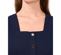 Msk Petite Square-Neck Button-Front Sleeveless Dress