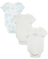 Little Me Baby Girls Roses Short-Sleeve Cotton Bodysuits, Pack of 3