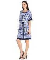 R & M Richards Plus Printed Blouson A-Line Dress