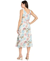 R & M Richards Petite Floral-Print Ruffled Midi Dress