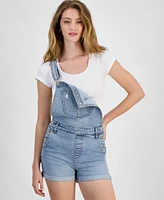 Celebrity Pink Juniors' Roll-Cuff Denim Short Overalls