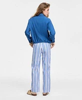 Liverpool Los Angeles Womens Cinched Hem Raglan Sleeve Jacket Baby T Shirt Pull On Drawstring Wide Leg Pants