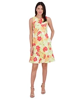 Vince Camuto Petite Printed Jewel-Neck Sleeveless Dress