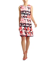 Natori Women's Printed Sleeveless Pleated A-Line Dress