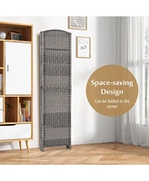 4-Panel Folding Privacy Screen with Hand-Woven Pattern Stylish Room Divider for Home, Office, or Living Room
