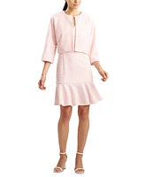 Natori Women's Round-Neck Open-Front 3/4-Sleeve Shrug