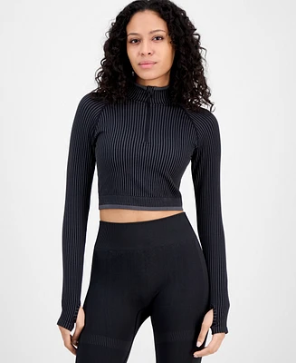 Id Ideology Women's Half-Zip Crop Long-Sleeve Top, Exclusively at Macy's