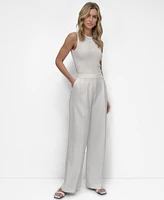 Dkny Women's High-Rise Pleat-Front Wide-Leg Pants
