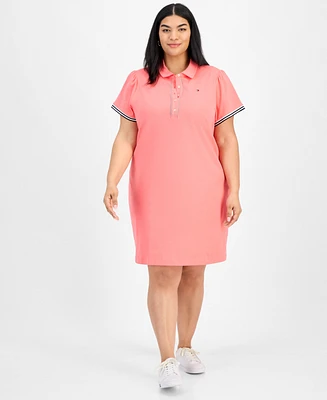 Tommy Hilfiger Plus Cotton Puff-Sleeve Polo Dress
