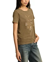 Lucky Brand Women's Cotton Don't Stop Believin' Sequin Crewneck Tee