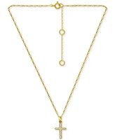 Giani Bernini Cubic Zirconia Cross Pendant Necklace, 16" + 2" extender, Exclusively at Macy's