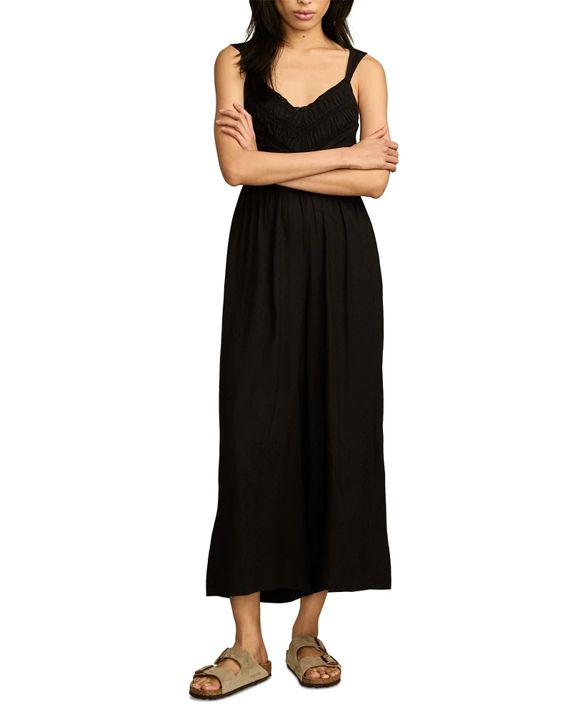 Lucky Brand Women's Ruched Lace Wide-Leg Jumpsuit