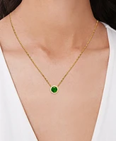 Green Spinel (1 ct. t.w.) & Lab-Grown White Sapphire (1-1/6 ct. t.w.) Halo 18" Pendant Necklace in 14k Gold over Sterling Silver