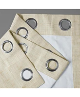 Half Price Drapes Natural Light Beige Grommet Thermal Cross Linen Weave Blackout Curtain