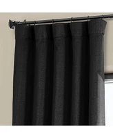 Half Price Drapes Essential Black Textured Faux Linen Room Darkening Curtain