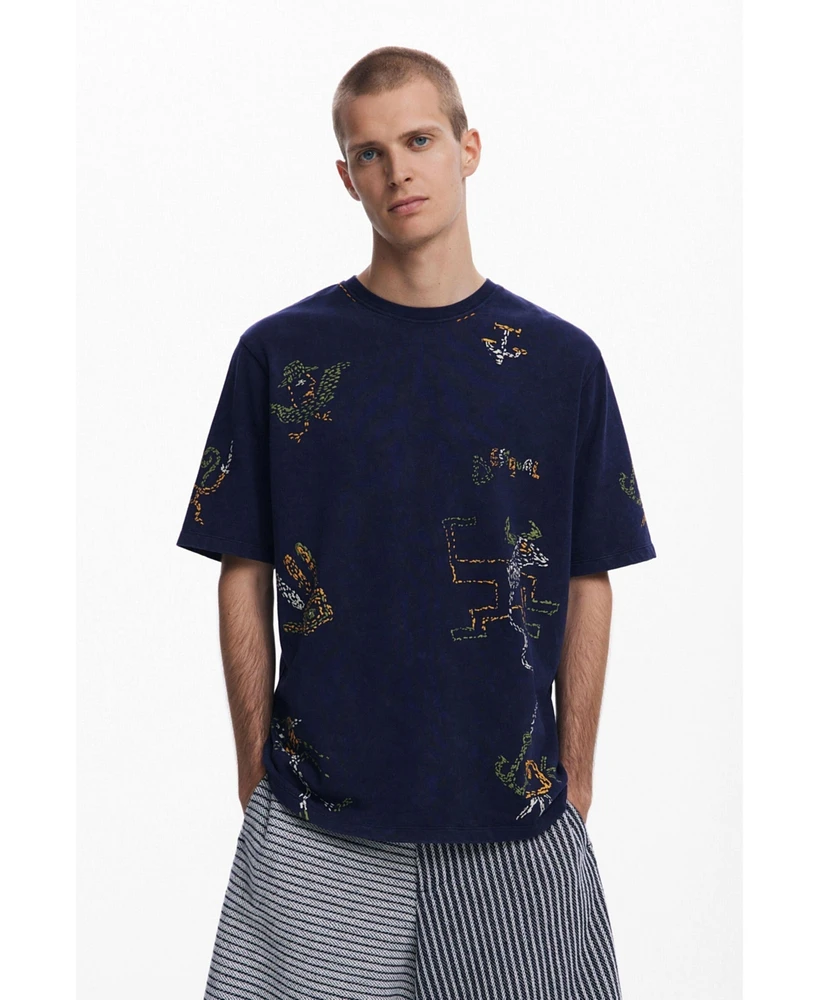 Desigual Men's T-shirt with tribal embroidery