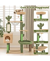 Gymax 59'' Cactus Cat Tree for Indoor Cats w/ Sisal Scratching Posts & Board Condo