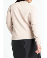 Eloquii Women's Plus Diagonal Cable Knit Mock Neck Sweater