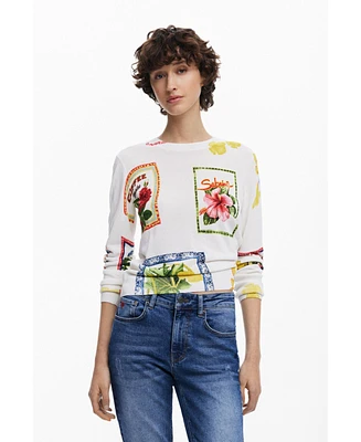 Desigual Women's Tropical stamps sweater