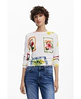 Desigual Women's Tropical stamps sweater