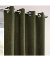 Half Price Drapes Khaki Green Grommet Textured Faux Linen Room Darkening Curtain