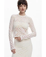 Desigual Women's Long sleeve crochet T-shirt
