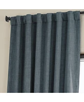 Half Price Drapes Reverie Blue Textured Faux Linen Room Darkening Curtain