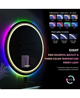 Luvodi 23.6" Round Rgb Backlit Led Bathroom Mirror Dimmable Vanity Mirror with Lights