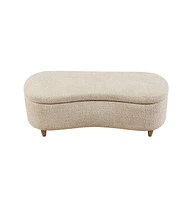 Flip Top Storage Bench in Taupe, Upholstered Storage Ottoman with Solid Wood Legs-The Pop Home