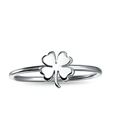 Bling Jewelry Delicate Celtic Shamrock Clover Silver Ring for Good Luck Oxidized Sterling