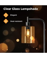 Modern Floor Lamp with Hanging Glass Lampshade and Foot Switch