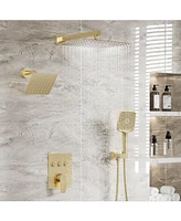 Mondawe 3-Function Dual Shower Head Pressure-balanced System with 4 Sprays Handheld