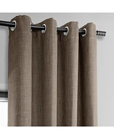 Half Price Drapes Dutch Cocoa Grommet Textured Faux Linen Room Darkening Curtain