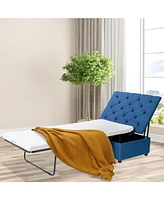 Folding Ottoman Sleeper Bed with Mattress Convenient Guest and Office Nap Solution