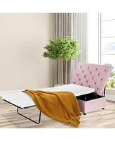 Folding Ottoman Sleeper Bed with Mattress Convenient Guest Bed and Office Nap Solution