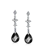 Bling Jewelry Briolette Faceted Teardrop Pear Shape Cubic Zirconia Cz Chandelier Earrings Sterling Silver