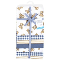 Hudson Baby Infant Boy Cotton Poly Flannel Receiving Blankets Bundle, Gentleman Bear, One Size