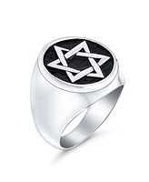 Bling Jewelry Stainless Steel Magen Judaic Star of David Signet Ring Pendant Set