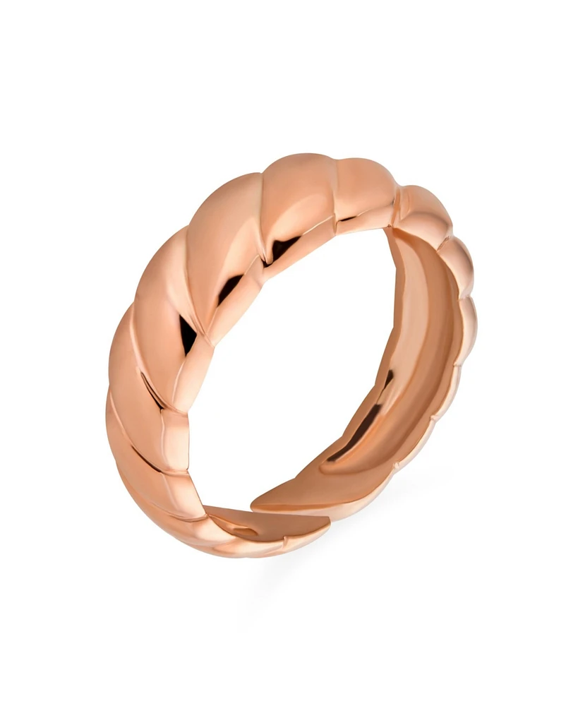 Bling Jewelry Twisted Rope Silver Ring: Braided Shrimp Dome Band Rose Gold Plated Sterling Silver