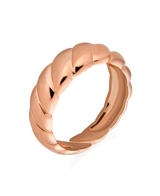 Bling Jewelry Twisted Rope Silver Ring: Braided Shrimp Dome Band Rose Gold Plated Sterling Silver