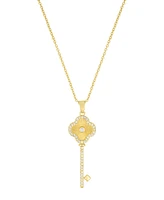 Adornia Adjustable Cubic Zirconia Pave Clover Key Pendant Necklace